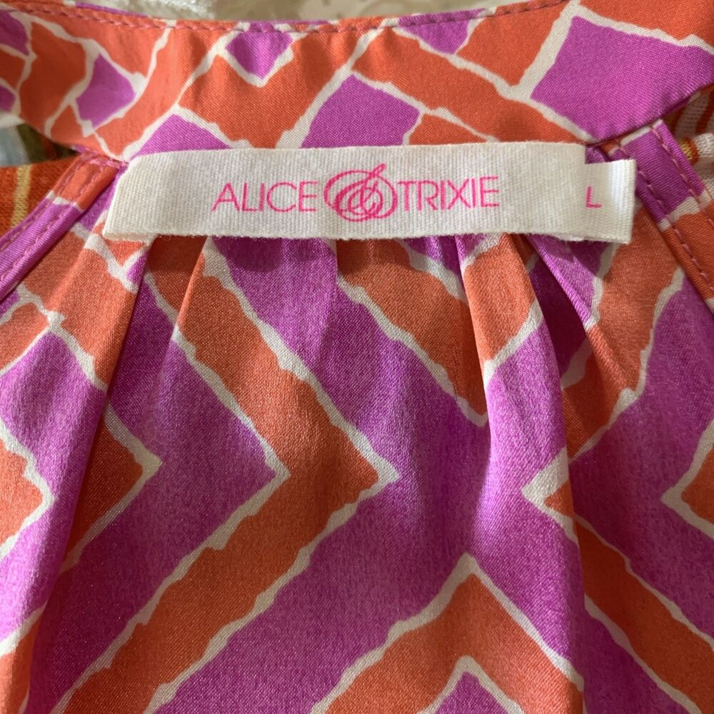 Alice & Trixie 100% Silk Dress Sundress Mini Womens L  Summer Beach Vacation - Picture 8 of 11